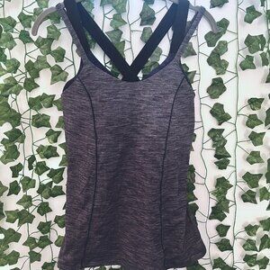 Lululemon Size 2 Racerback Tank Built-in Shelf Bra - Black/Navy Heathered